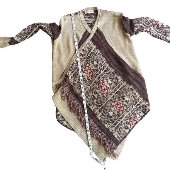 Knox Rose Boho Open Front Southwestern Wrap Fringe Cardigan Sweater Size‎ Large - Picture 8 of 11